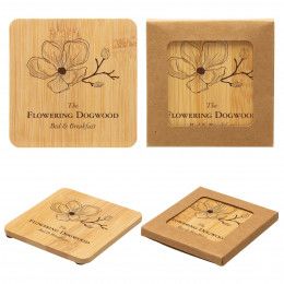 Logo Imprinted Bamboo Coaster| Custom Barware Accessories